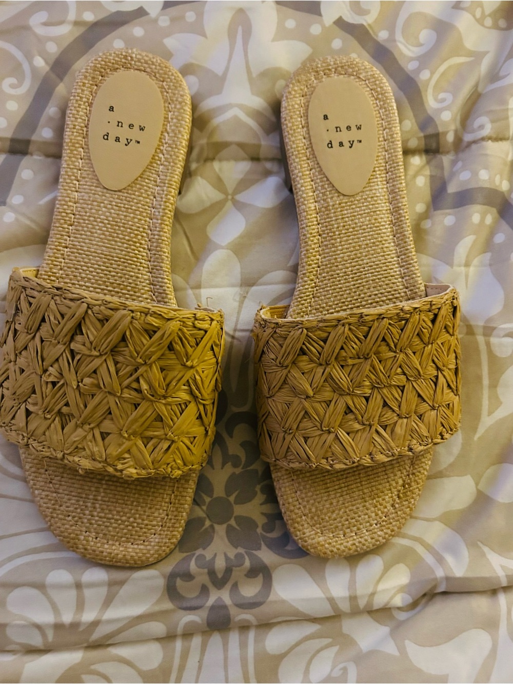 a new day Woven Slide Mules in Natural Tan